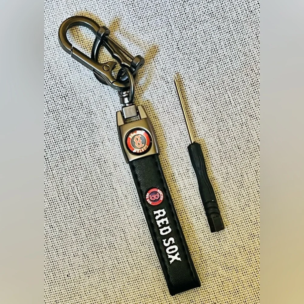 Red Sox leather keychain NEW